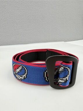 Bison Design Adult Medium Belt Grateful Dead Steal Your Face Friction Nylon Web